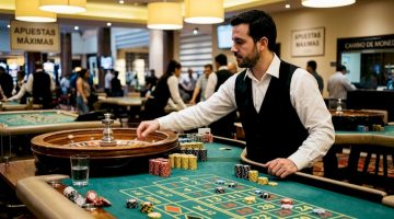 Croupier haciendo girar la ruleta en un casino internacional