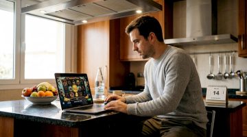 Un hombre disfruta de juegos de casino online desde la comodidad de su casa.