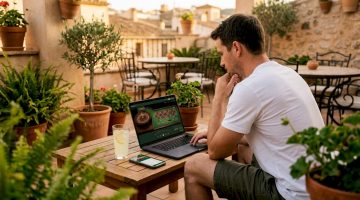 Hombre jugando en un casino online desde su ordenador