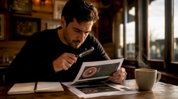 Persona analizando cuidadosamente la documentación de casinos de confianza