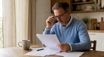 Un hombre revisa sus cuentas bancarias desde la comodidad de su hogar.