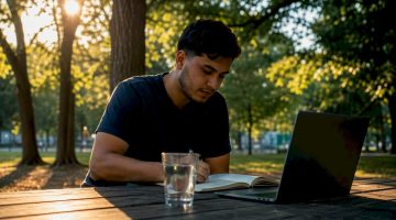 Un chico joven consulta sus apuestas deportivas desde su habitación