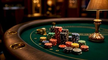 Mesa de casino con fichas de diferentes países