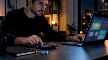 Apostador calculando una apuesta controlada