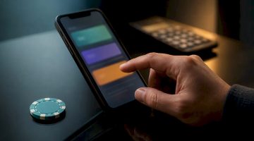 Mano verificando los requisitos del bono de casino