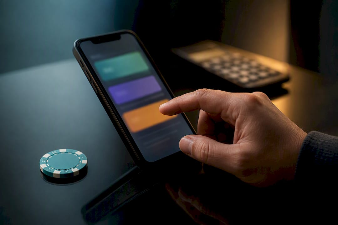 Mano verificando los requisitos del bono de casino
